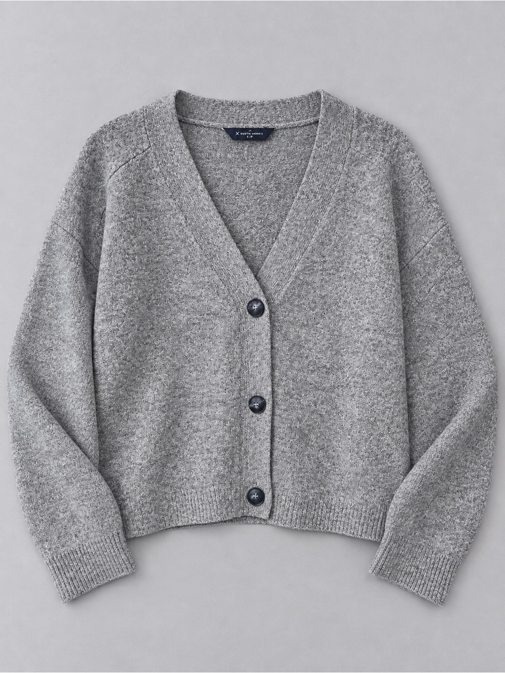 Denver Hayes Heather Gray V-Neck Button Cardigan